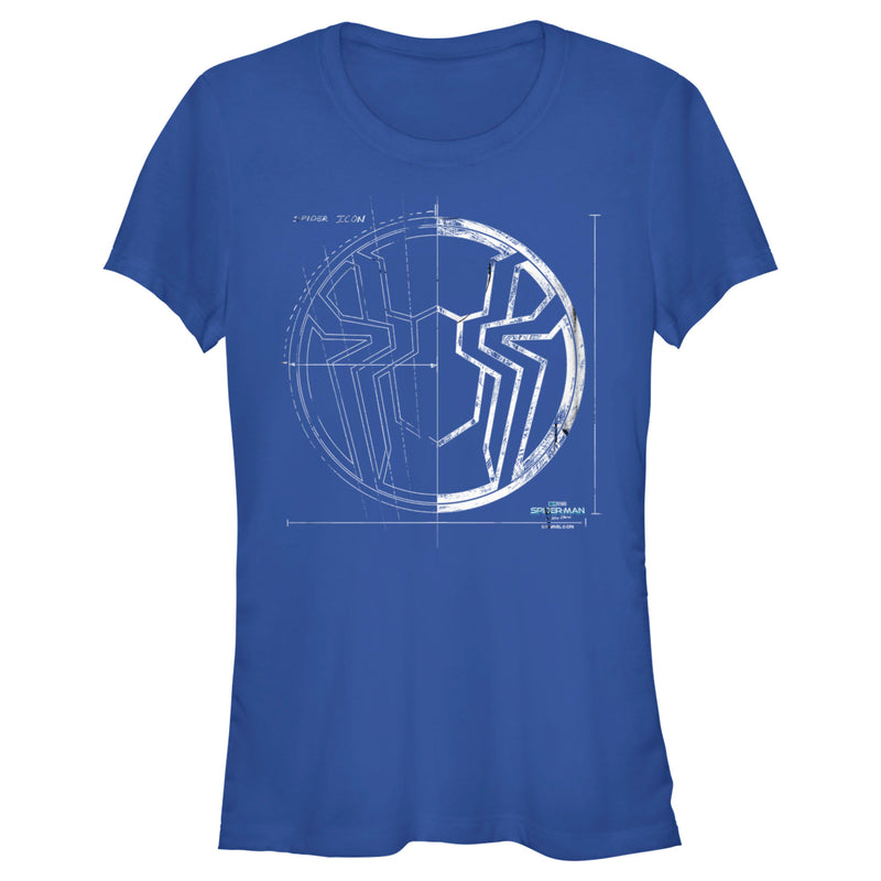 Junior's Marvel Spider-Man: No Way Home Spider Icon Blueprint T-Shirt