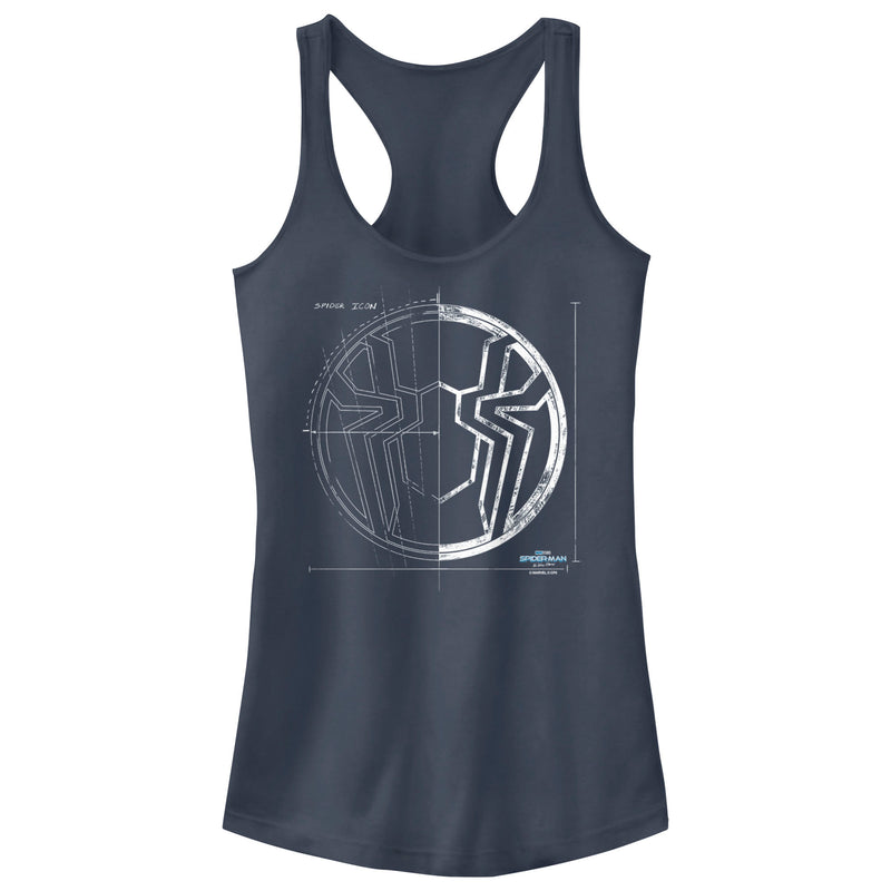 Junior's Marvel Spider-Man: No Way Home Spider Icon Blueprint Racerback Tank Top