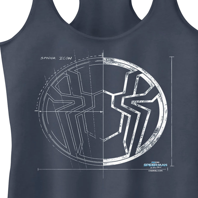 Junior's Marvel Spider-Man: No Way Home Spider Icon Blueprint Racerback Tank Top