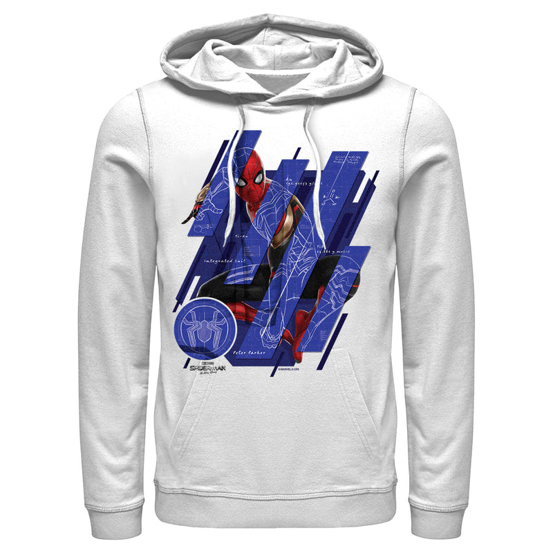 Men's Marvel Spider-Man: No Way Home Suit Blueprint Panels Pull Over Hoodie