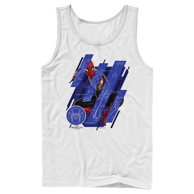 Men's Marvel Spider-Man: No Way Home Suit Blueprint Panels Tank Top