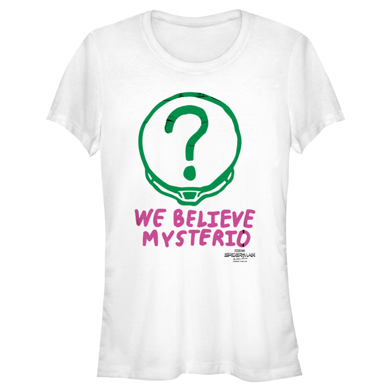 Junior's Marvel Spider-Man: No Way Home We Believe Mysterio Pink and Green T-Shirt