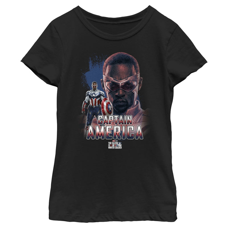 Girl's Marvel The Falcon and the Winter Soldier Captain America Stance T-Shirt