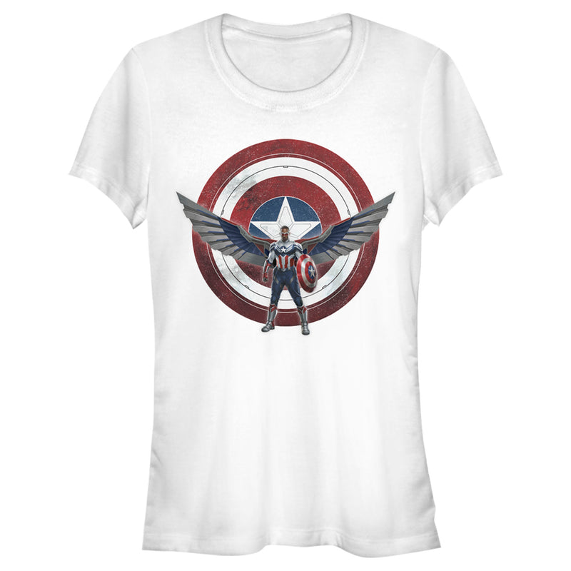 Junior's Marvel The Falcon and the Winter Soldier Sam Wilson Shield T-Shirt