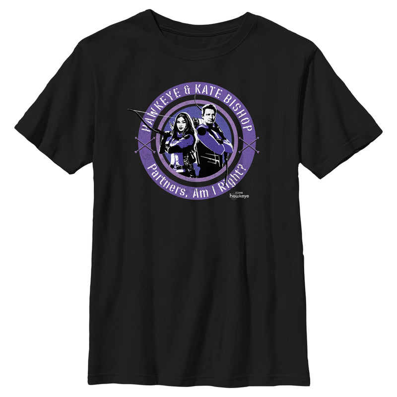 Boy's Marvel Hawkeye Partners, Am I Right? Stamp T-Shirt