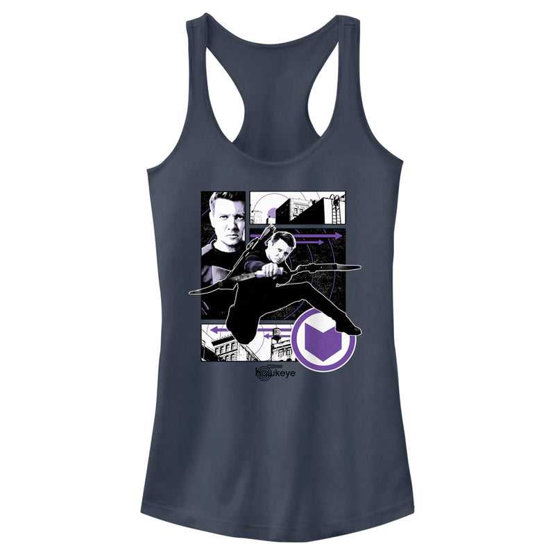 Junior's Marvel Hawkeye Graphic Panel Icon Racerback Tank Top