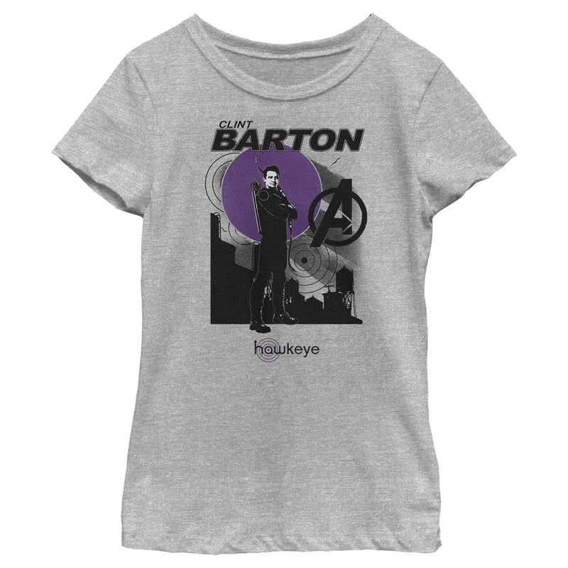 Girl's Marvel Hawkeye Clint Barton Portrait T-Shirt