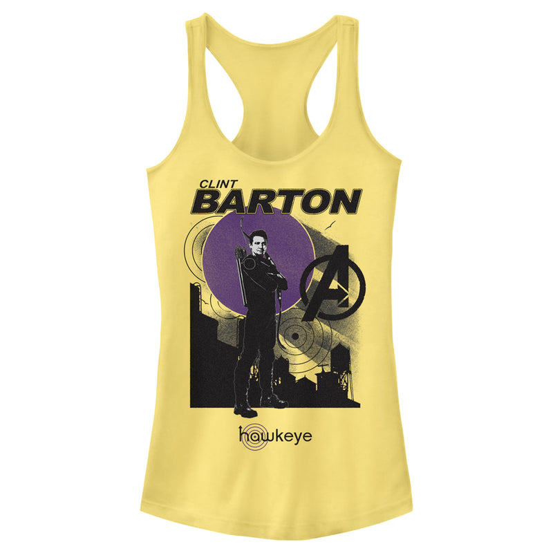 Junior's Marvel Hawkeye Clint Barton Portrait Racerback Tank Top