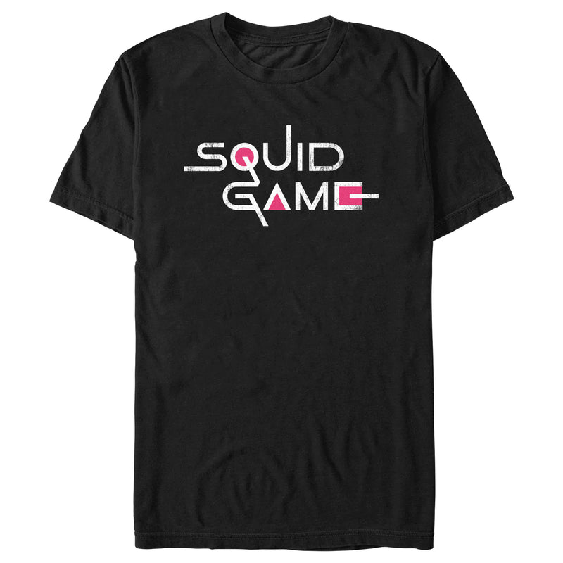Men's Squid Game Distressed Logo Black T-Shirt