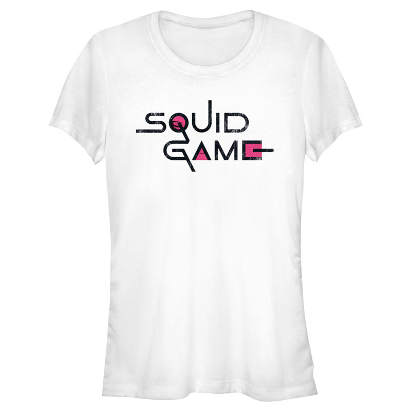 Junior's Squid Game Distressed Logo White T-Shirt