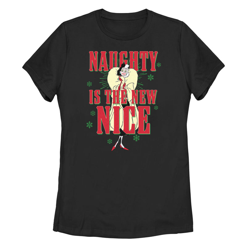 Women's One Hundred and One Dalmatians Villains Cruella Naughty Is The New Nice T-Shirt