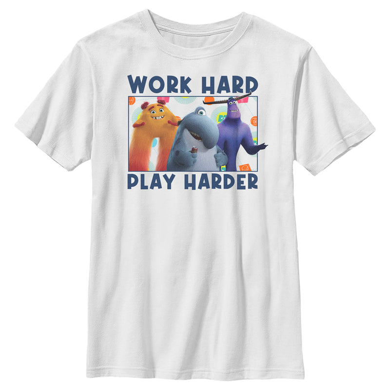 Boy's Monsters at Work Work Hard Play Harder T-Shirt