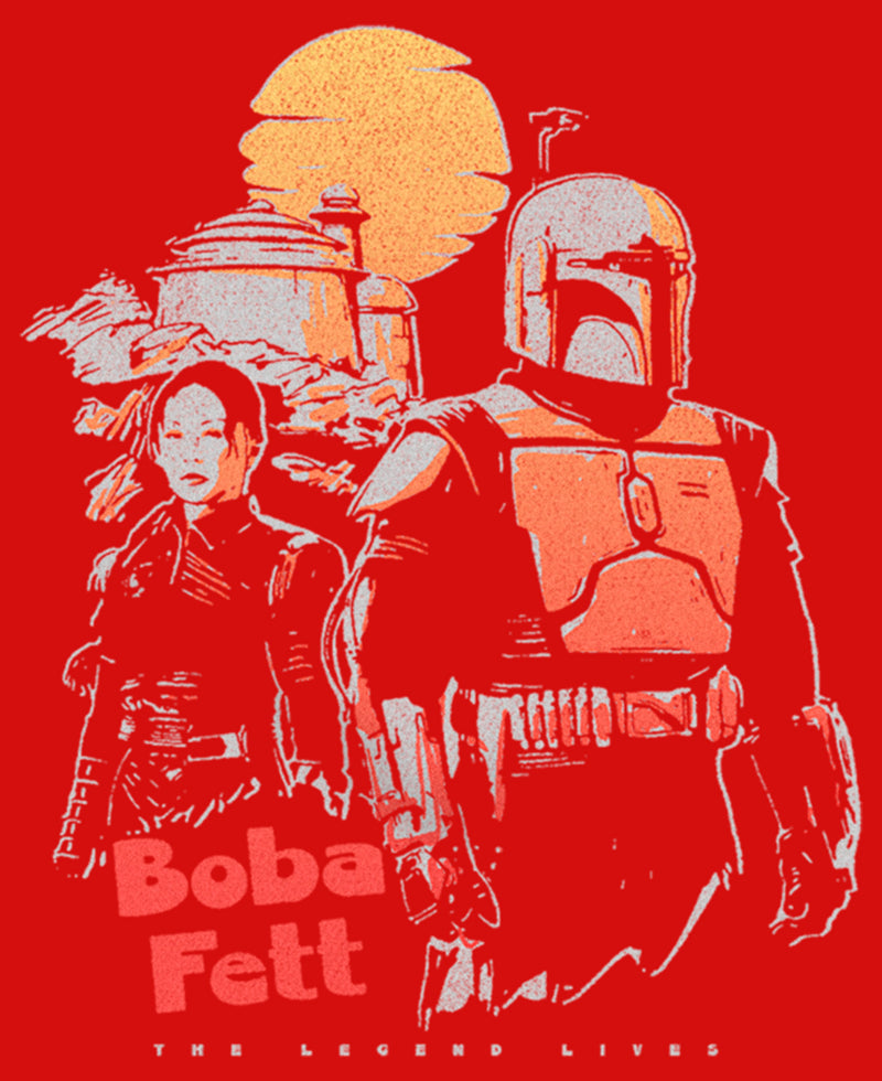 Girl's Star Wars: The Book of Boba Fett The Legend Lives Sunset T-Shirt