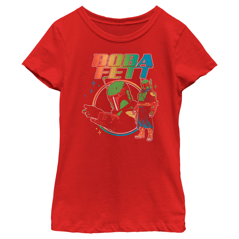 Girl's Star Wars: The Book of Boba Fett Retro Rainbow Logo T-Shirt