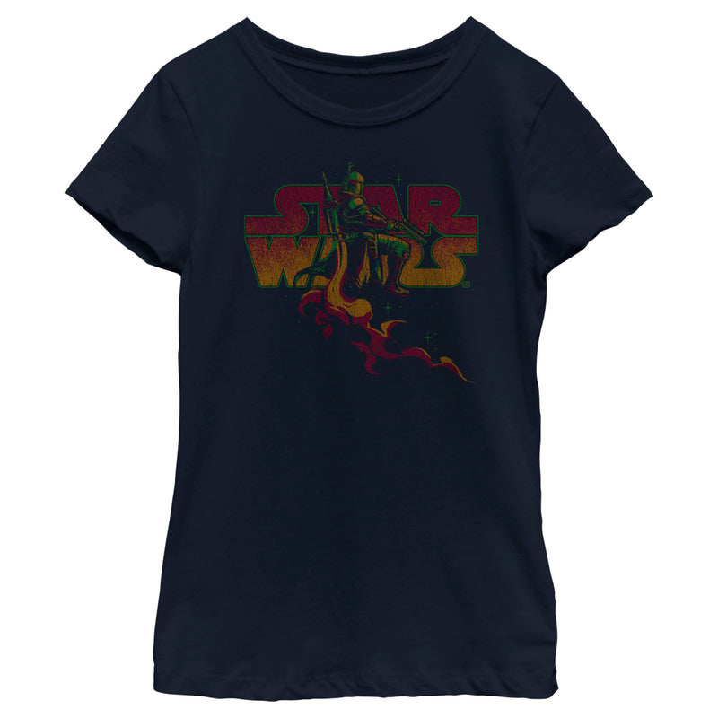 Girl's Star Wars: The Book of Boba Fett Distressed Retro Star Wars Logo T-Shirt