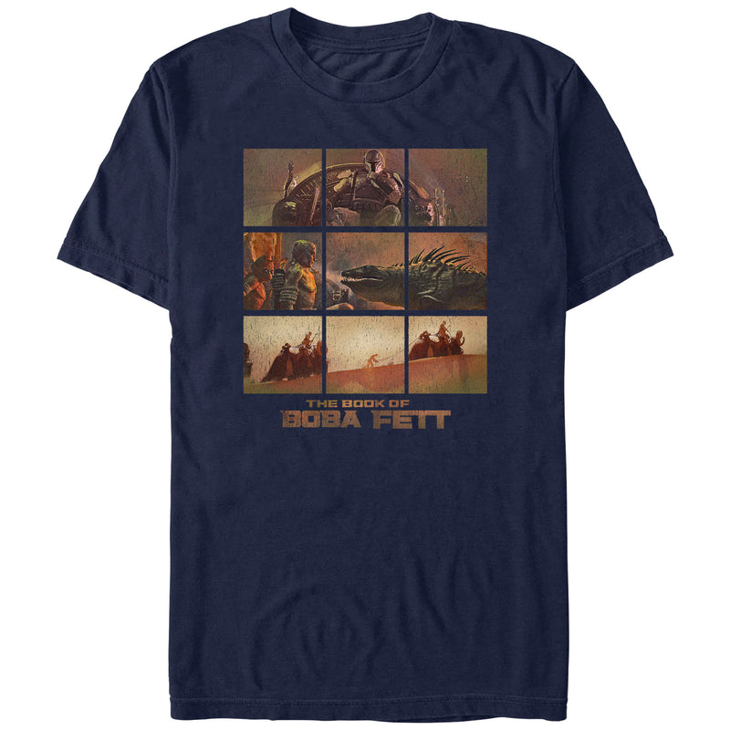 Men's Star Wars: The Book of Boba Fett Tatooine Desert Comic Panels T-Shirt