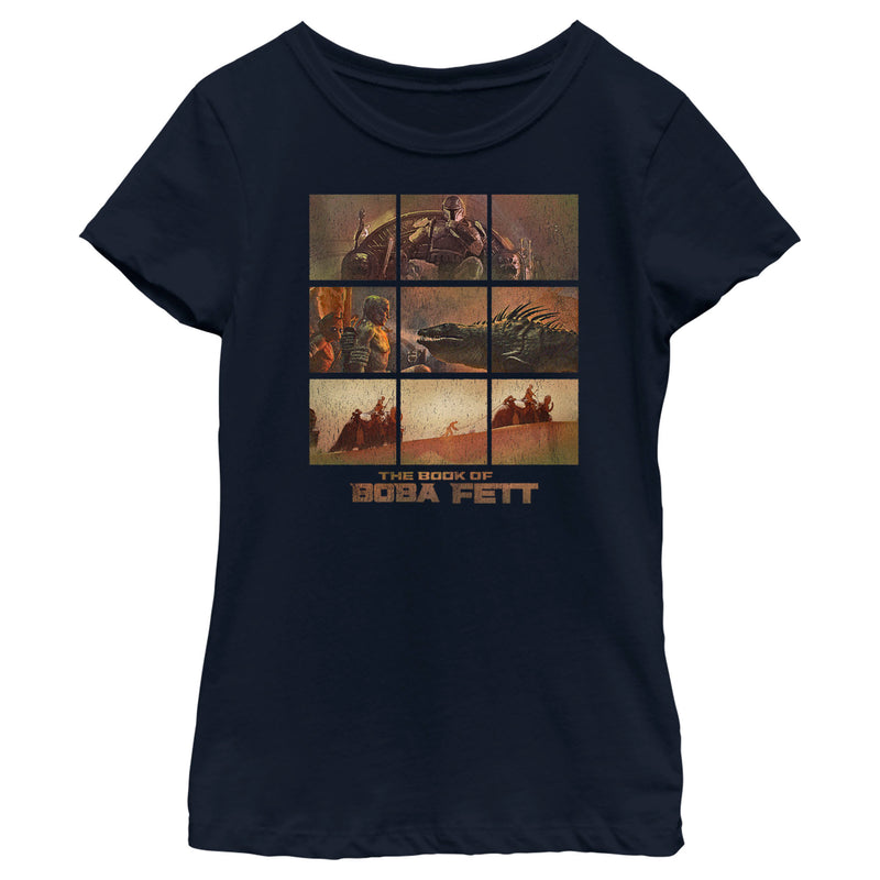 Girl's Star Wars: The Book of Boba Fett Tatooine Desert Comic Panels T-Shirt