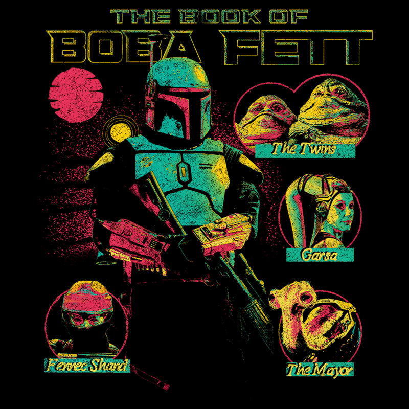 Men's Star Wars: The Book of Boba Fett Distressed Character Line-up T-Shirt