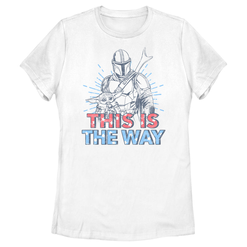 Women's Star Wars: The Mandalorian Patriotic Mando and Grogu This is the Way T-Shirt