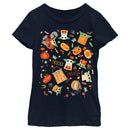 Girl's Star Wars: The Mandalorian Halloween Candy Collage T-Shirt