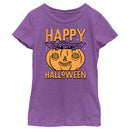 Girl's Star Wars: The Mandalorian Halloween Grogu Pumpkin Peek T-Shirt