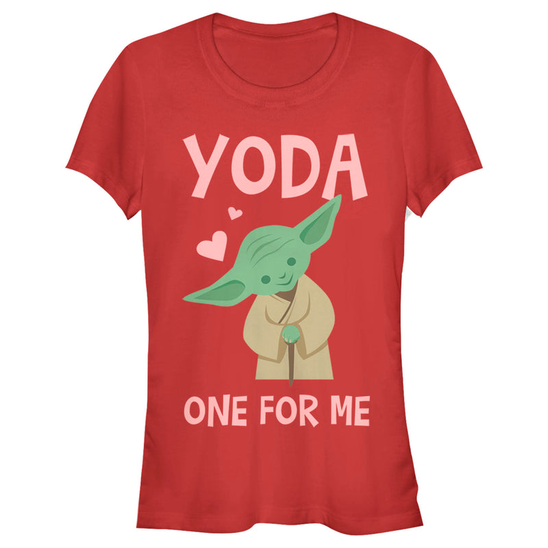 Junior's Star Wars Valentine's Day Yoda One for Me Simple T-Shirt