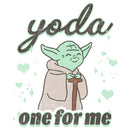 Junior's Star Wars Valentine's Day Yoda One for Me Distressed T-Shirt