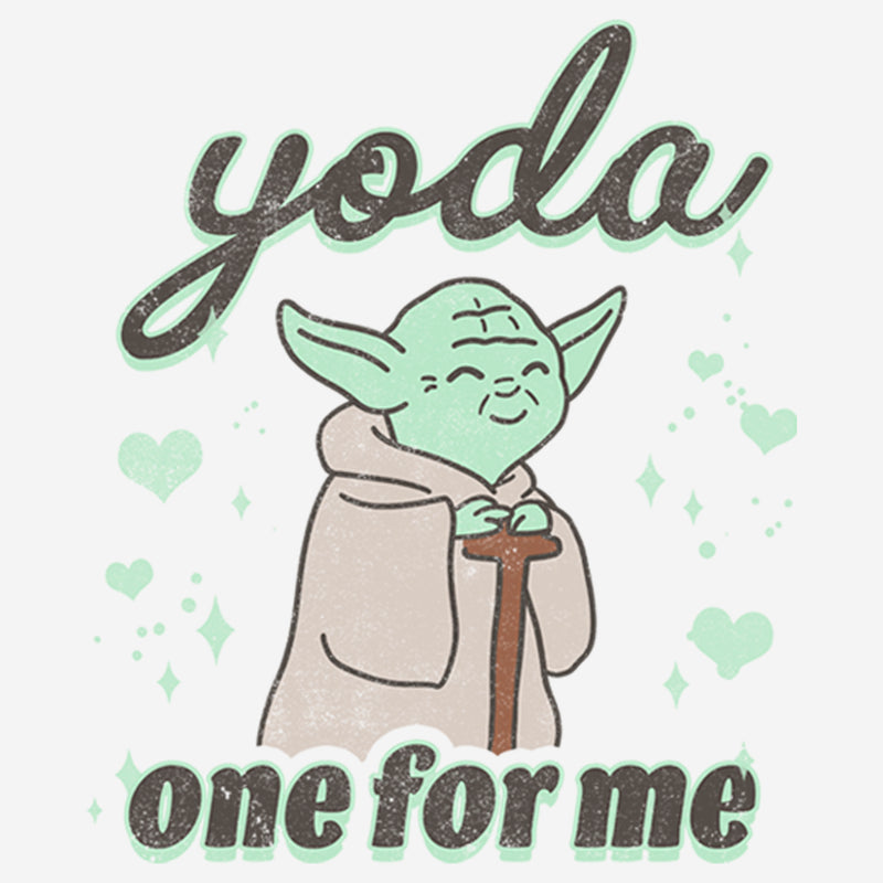 Women's Star Wars Valentine's Day Yoda One for Me Distressed T-Shirt