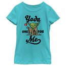 Girl's Star Wars Valentine's Day Yoda One for Me Cartoon T-Shirt