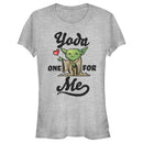 Junior's Star Wars Valentine's Day Yoda One for Me Cartoon T-Shirt