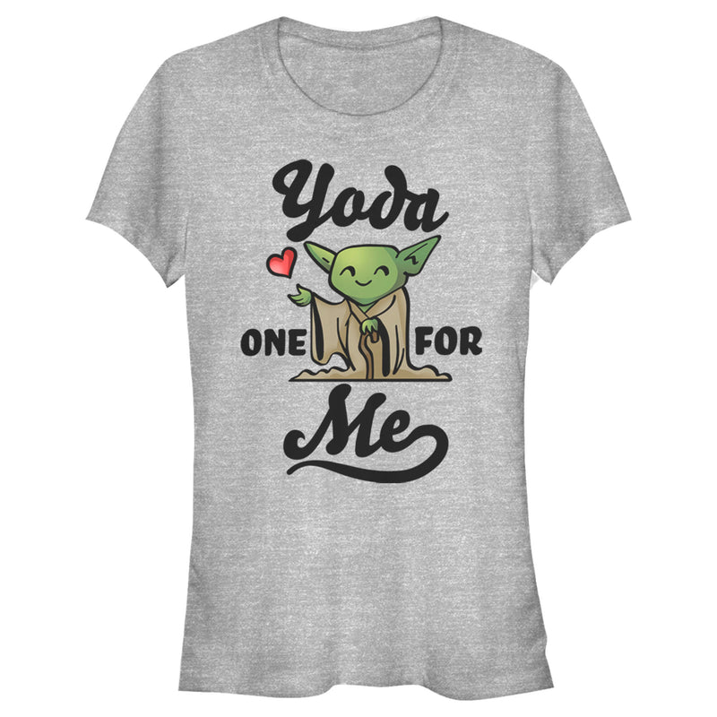 Junior's Star Wars Valentine's Day Yoda One for Me Cartoon T-Shirt