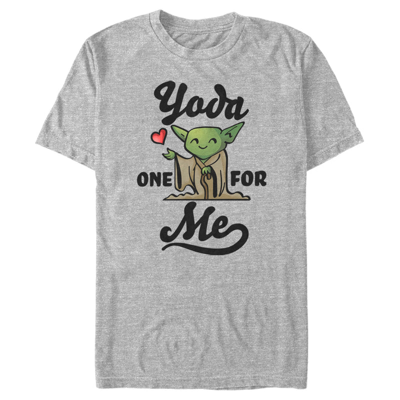 Men's Star Wars Valentine's Day Yoda One for Me Cartoon T-Shirt