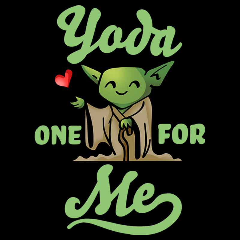 Boy's Star Wars Valentine's Day Yoda One for Me Black T-Shirt