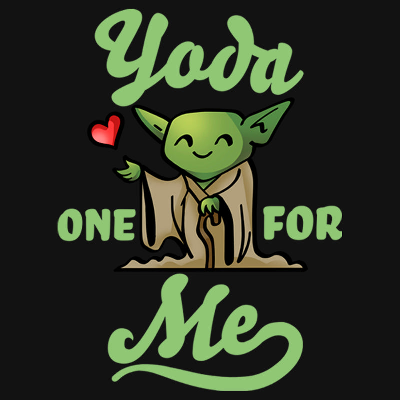 Girl's Star Wars Valentine's Day Yoda One for Me Black T-Shirt