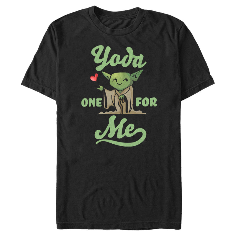 Men's Star Wars Valentine's Day Yoda One for Me Black T-Shirt