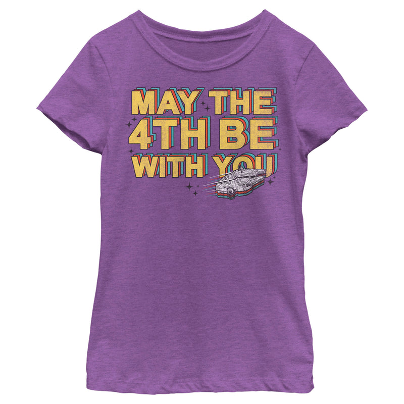 Girl's Star Wars Millennium Falcon May the 4th Be With You T-Shirt