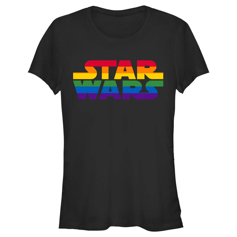 Junior's Star Wars Pride Rainbow Stripe Classic Logo T-Shirt