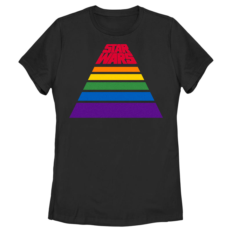 Women's Star Wars Pride Rainbow Stripe Pyramid Logo T-Shirt