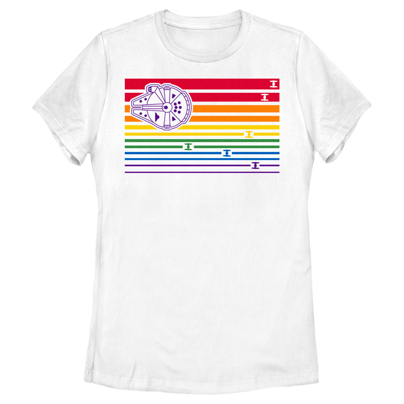 Women's Star Wars Millennium Falcon Pride Flag T-Shirt