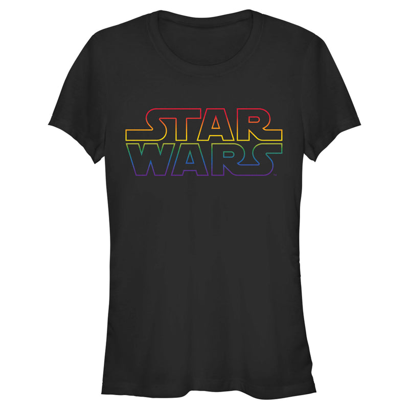 Junior's Star Wars Pride Outline Rainbow Logo T-Shirt