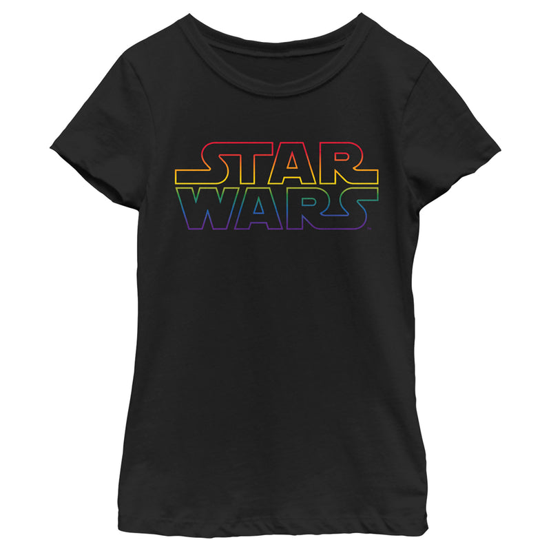 Girl's Star Wars Pride Outline Rainbow Logo T-Shirt