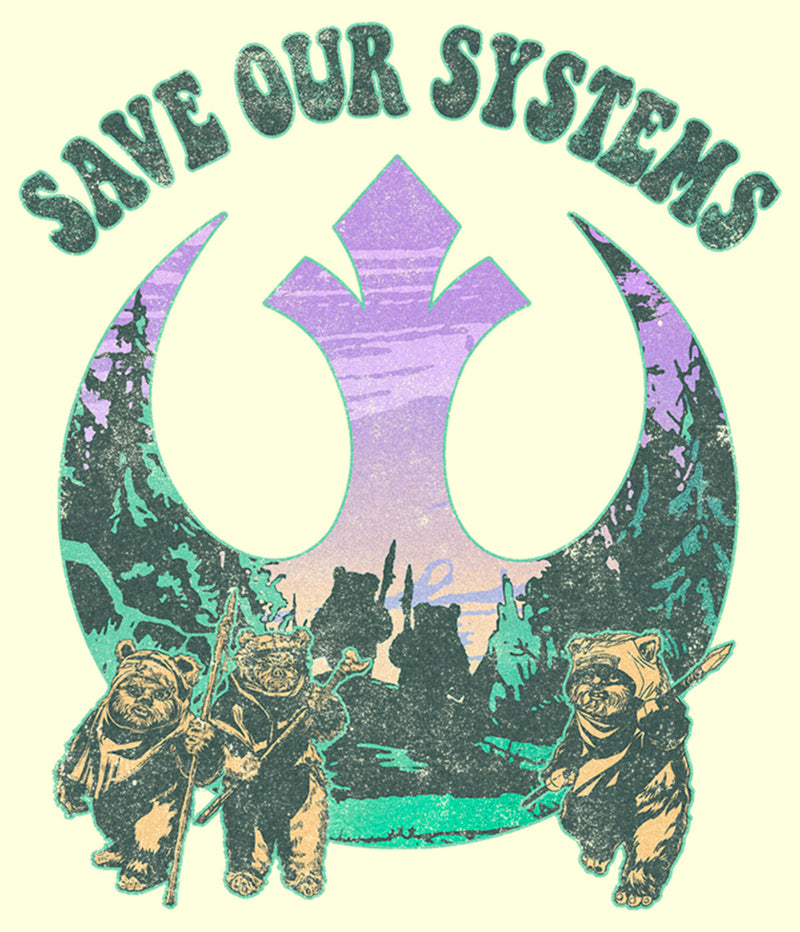 Men's Star Wars Ewoks Save Our Systems Retro T-Shirt