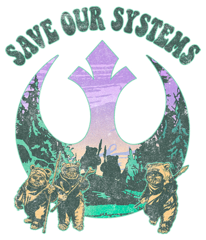 Women's Star Wars Ewoks Save Our Systems Retro T-Shirt