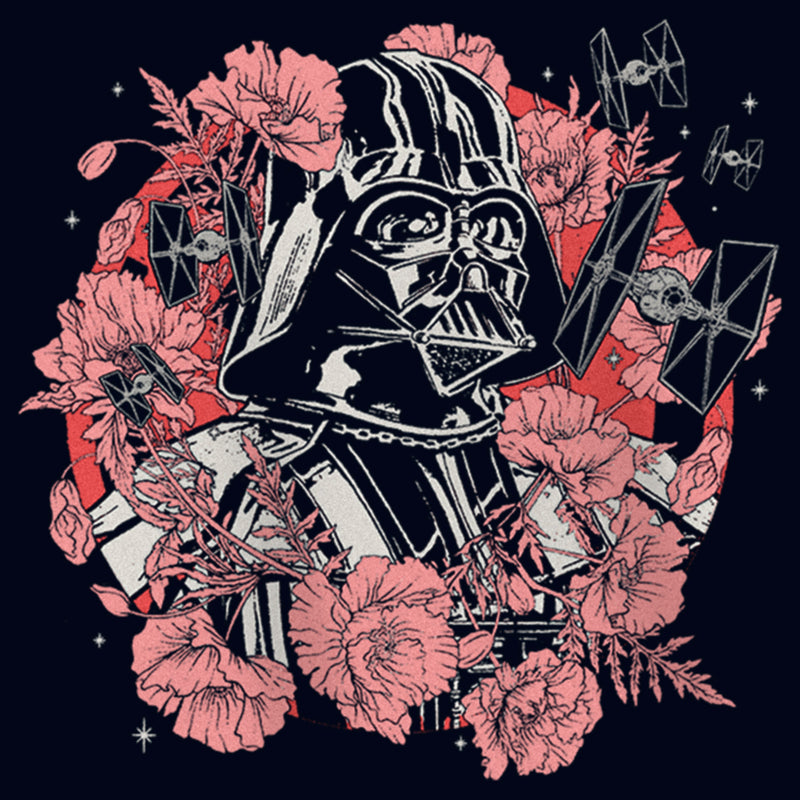 Girl's Star Wars Floral Darth Vader With Tie Fighters T-Shirt