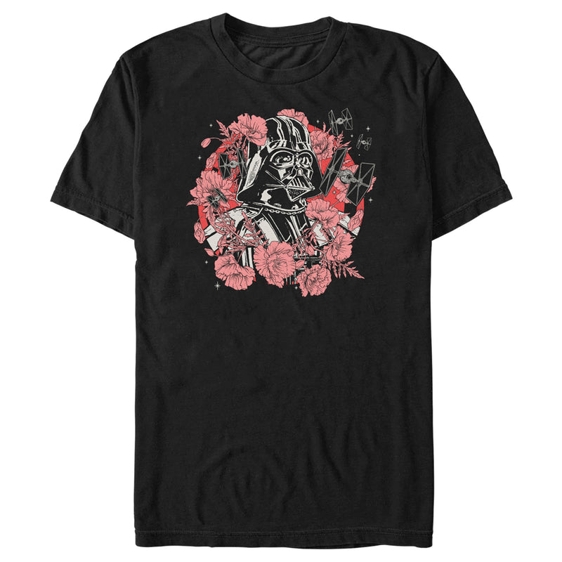 Men's Star Wars Floral Darth Vader With Tie Fighters T-Shirt