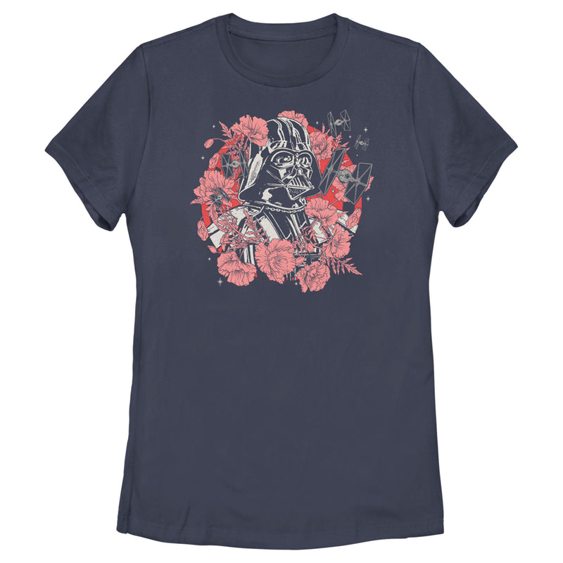 Women's Star Wars Floral Darth Vader With Tie Fighters T-Shirt
