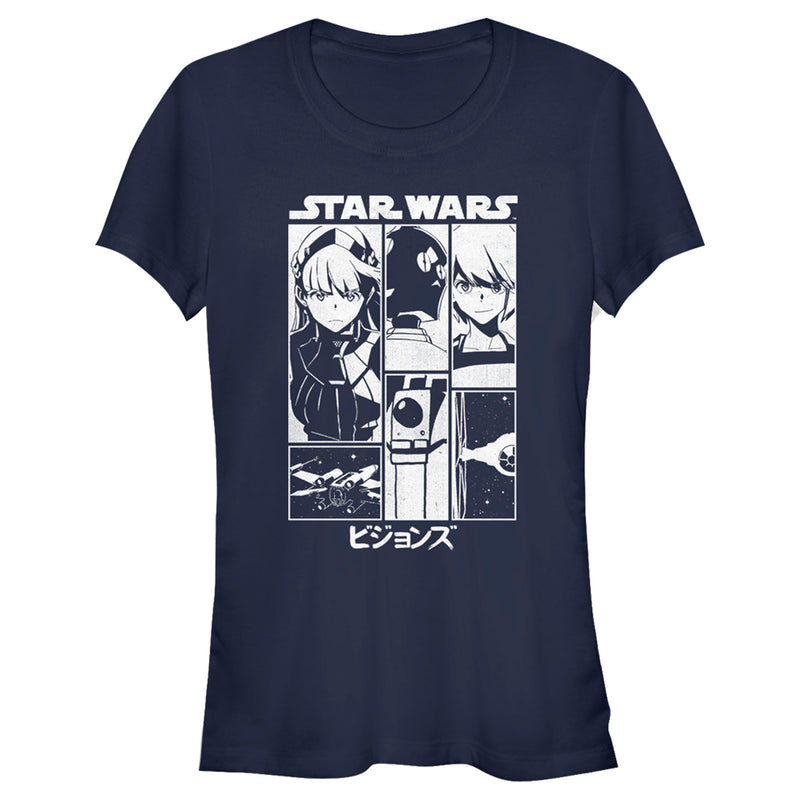 Junior's Star Wars: Visions Black and White Poster T-Shirt