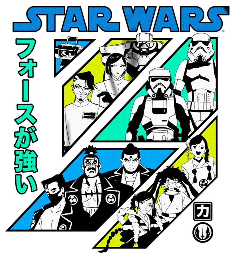 Men's Star Wars: Visions Retro Anime Character Panels T-Shirt