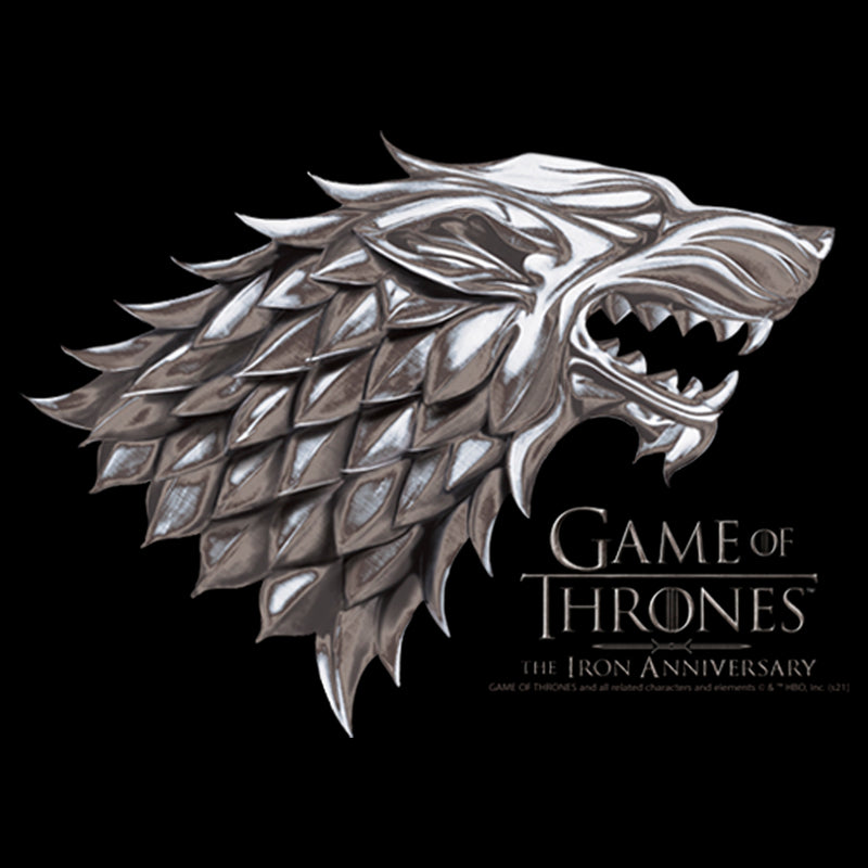 Junior's Game of Thrones Iron Anniversary Stark Metal Direwolf Crest T-Shirt