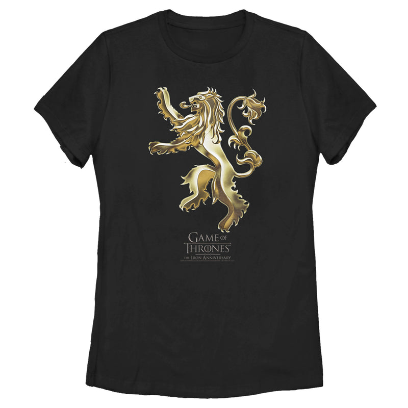 Women's Game of Thrones Iron Anniversary Lannister Metal Lion Crest T-Shirt